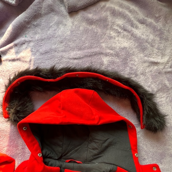 Cat & Jack NWT Girls Red Faux Fur Hooded Coat - size XL (14/16) - Picture 7 of 13